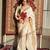 White silk blend banarasi saree with unstitched blouse piece