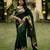 Green soft silk blend banarasi jacuard work designer party wear saree with unstitched blouse piece