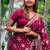 Dark pink soft silk blend banarasi jacuard work designer party wear saree with unstitched blouse piece