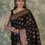 Black soft silk blend banarasi jacuard work designer party wear saree with unstitched blouse piece