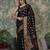 Black soft silk blend banarasi jacuard work designer party wear saree with unstitched blouse piece