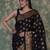 Black soft silk blend banarasi jacuard work designer party wear saree with unstitched blouse piece