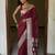 Maroon soft silk blend banarasi jacuard work designer party wear saree with unstitched blouse piece