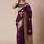 Purple silk blend banarasi saree with unstitched blouse piece