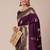 Purple silk blend banarasi saree with unstitched blouse piece