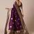 Purple silk blend banarasi saree with unstitched blouse piece