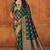 Green soft silk blend banarasi jacuard work designer party wear saree with unstitched blouse piece