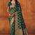 Green soft silk blend banarasi jacuard work designer party wear saree with unstitched blouse piece