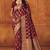 Maroon silk blend banarasi saree with unstitched blouse piece
