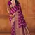 Purple silk blend banarasi saree with unstitched blouse piece