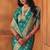 Rama silk blend banarasi saree with unstitched blouse piece