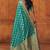 Rama silk blend banarasi saree with unstitched blouse piece