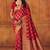 Red soft silk blend banarasi jacuard work designer party wear saree with unstitched blouse piece