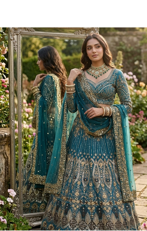 GREEN EMBROIDERY lehenga CHOLI  2