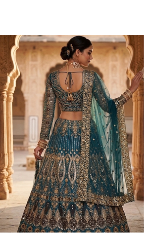 GREEN EMBROIDERY lehenga CHOLI  3