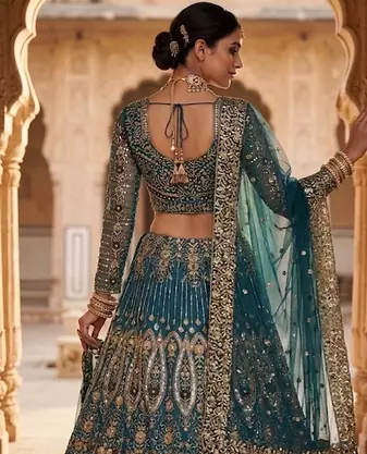 GREEN EMBROIDERY lehenga CHOLI 