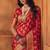 Red silk blend banarasi saree with unstitched blouse piece