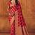 Red silk blend banarasi saree with unstitched blouse piece