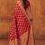 Red silk blend banarasi saree with unstitched blouse piece