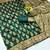 Green silk blend banarasi saree with unstitched blouse piece