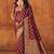 Maroon silk blend banarasi saree with unstitched blouse piece