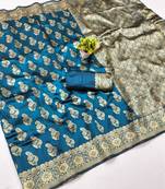 Morpich silk blend banarasi saree with unstitched blouse piece