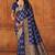 Navy blue soft silk blend banarasi jacuard work designer party wear saree with unstitched blouse piece
