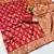 Red silk blend banarasi saree with unstitched blouse piece