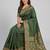 Green soft silk blend banarasi jacuard work designer party wear saree with unstitched blouse piece