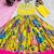 Chinon silk embroidery and printed work yellow readymade gown