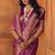 Purple silk blend banarasi saree with unstitched blouse piece