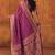 Purple silk blend banarasi saree with unstitched blouse piece
