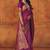 Purple silk blend banarasi saree with unstitched blouse piece
