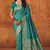 Rama silk blend banarasi saree with unstitched blouse piece