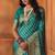 Rama silk blend banarasi saree with unstitched blouse piece