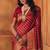 Red soft silk blend banarasi jacuard work designer party wear saree with unstitched blouse piece
