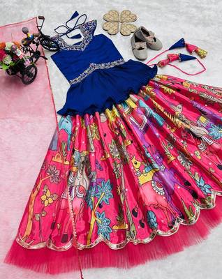 Beautiful Kediya Chinon Silk Embroidery Sequins Work Red Readymade Lahenga Choli 6