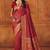 Red soft silk blend banarasi jacuard work designer party wear saree with unstitched blouse piece