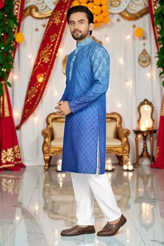 classic ethnic design men   s comfortable cotton kurta