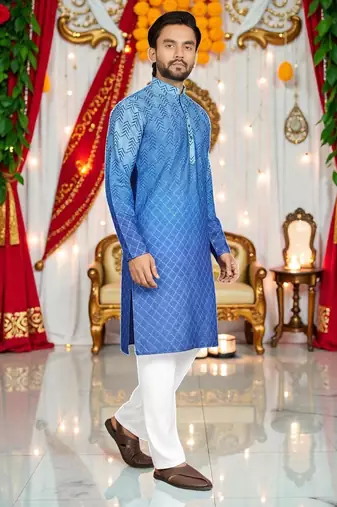 classic ethnic design men   s comfortable cotton kurta