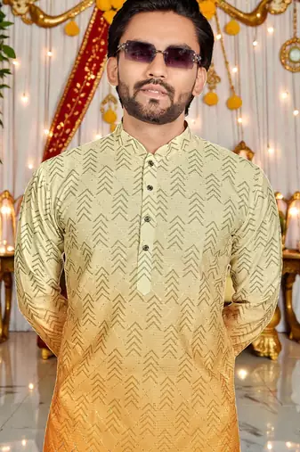 classic ethnic design men   s comfortable cotton kurta