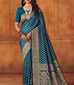 Morpich silk blend banarasi saree with unstitched blouse piece