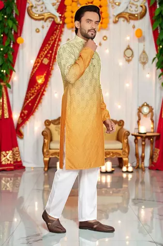 classic ethnic design men   s comfortable cotton kurta