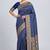Navy blue soft silk blend banarasi jacuard work designer party wear saree with unstitched blouse piece