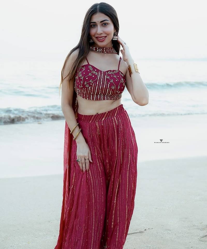 Pink Faux Georgette Lehenga Choli with Sequins & Dori Work and Choker Dupatta