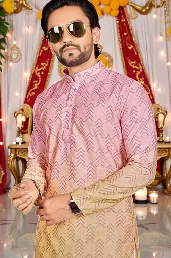 classic ethnic design men   s comfortable cotton kurta