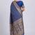 Navy blue soft silk blend banarasi jacuard work designer party wear saree with unstitched blouse piece