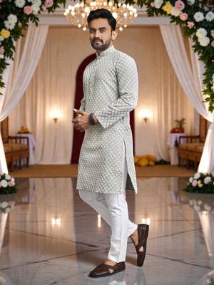 classic ethnic design men   s comfortable cotton kurta 3