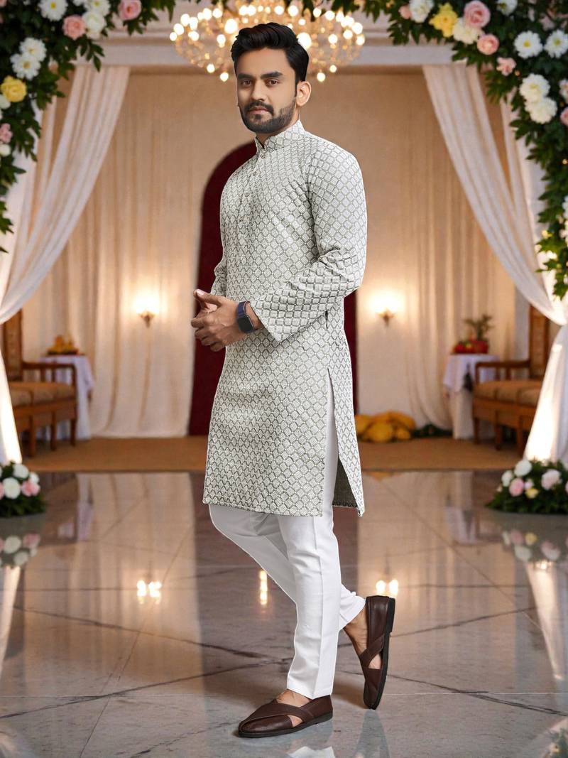 classic ethnic design men’s comfortable cotton kurta