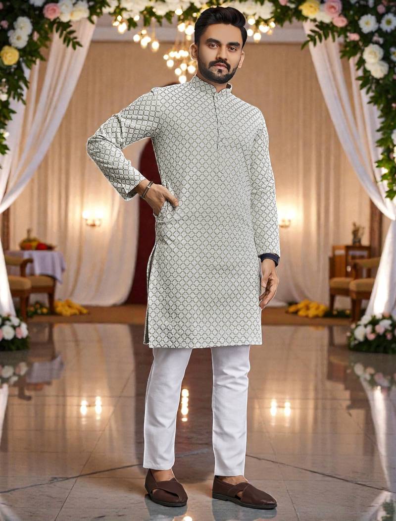 classic ethnic design men’s comfortable cotton kurta